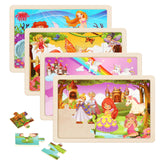 Wooden Puzzles Toys for Kids Ages 3-5, Set of 4 Packs with 20-Piece Unicorn Mermaid Princess Wood Jigsaw Puzzles, Preschool Educational Brain Teaser Toys for Girls 3 4 5 6 Years Old. NASHRIO