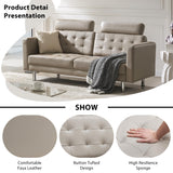 SZLIZCCC 72'' Top Grain Genuine Sofa Couch, Upholstered Cow Leather loveseat Sofas Modern Leather Couch Tufted Sofa with Metal Legs & Wide Backrest, Two Seater Couch for Bedroom,Apartment (Beige) SZLIZCCC