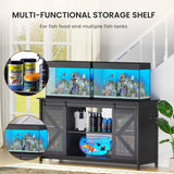 Tatub 75-90 Gallon Fish Tank Stand with Cabinet, Heavy Duty Metal Large Aquarium Stand for Accessories Storage, Reptile Tank Turtle Terrariums Table, 1000+ LBS Capacity, 58.9"x19.7"x32.6" H, New Black Tatub