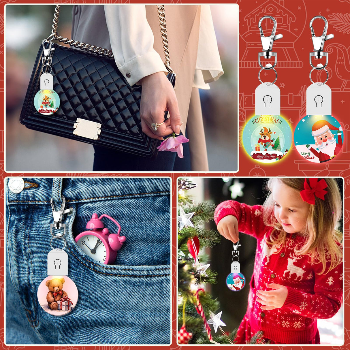 Tondiamo 10 Pcs LED Sublimation Blank Keychain Acrylic Lighted Transfer DIY Crafts Fall Thanksgiving Christmas Keychain Gift(Round) Tondiamo