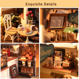 Rolife Coffee Shop Miniature Dollhouse Kit with LED Lights - DIY Crafts for Adults, Birthday Gifts and Hobbies Rolife