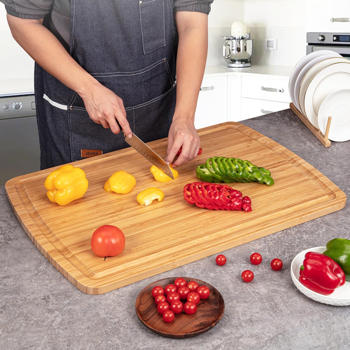 30" Extra Large Bamboo Cutting Boards for Kitchen, Wooden Chopping Board with Juice Groove, Reversible Butcher Block Cutting Board Carving Board for - WoodArtSupply