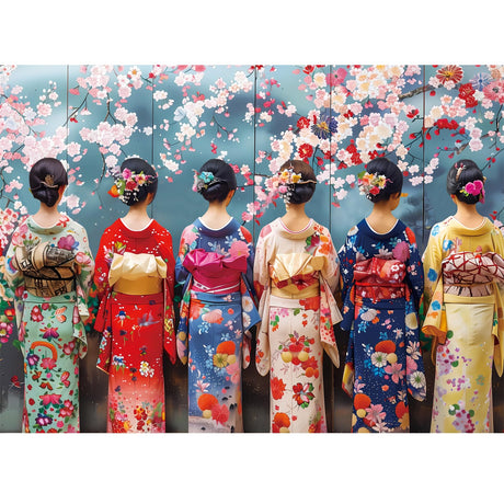 500 Piece Puzzle for Adults-Elegant Kimono Beauties Puzzle| Recycled Paper Jigsaw Puzzles 500 Pieces | Challenging Family Activity Great Gift Idea for Family Friends | Hard Puzzle Size 20.5X 15 inches Edsjegn