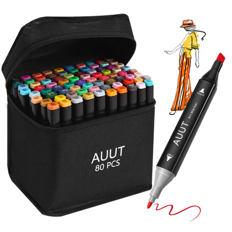 AUUT Alcohol Markers, 80 Colors Dual Tip Art Markers, Drawing Markers, Coloring Marker for Kids Sketching Adult Coloring AUUT