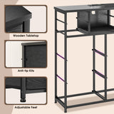 Romorgniz Dresser for Bedroom with 10 Drawers Featuring LED Light and Power Outlet, Fabric Dressers & Chest of Drawers with Open Shelves for Hallway, Living Room, Metal Frame,Wood Top,Grain Black Romorgniz