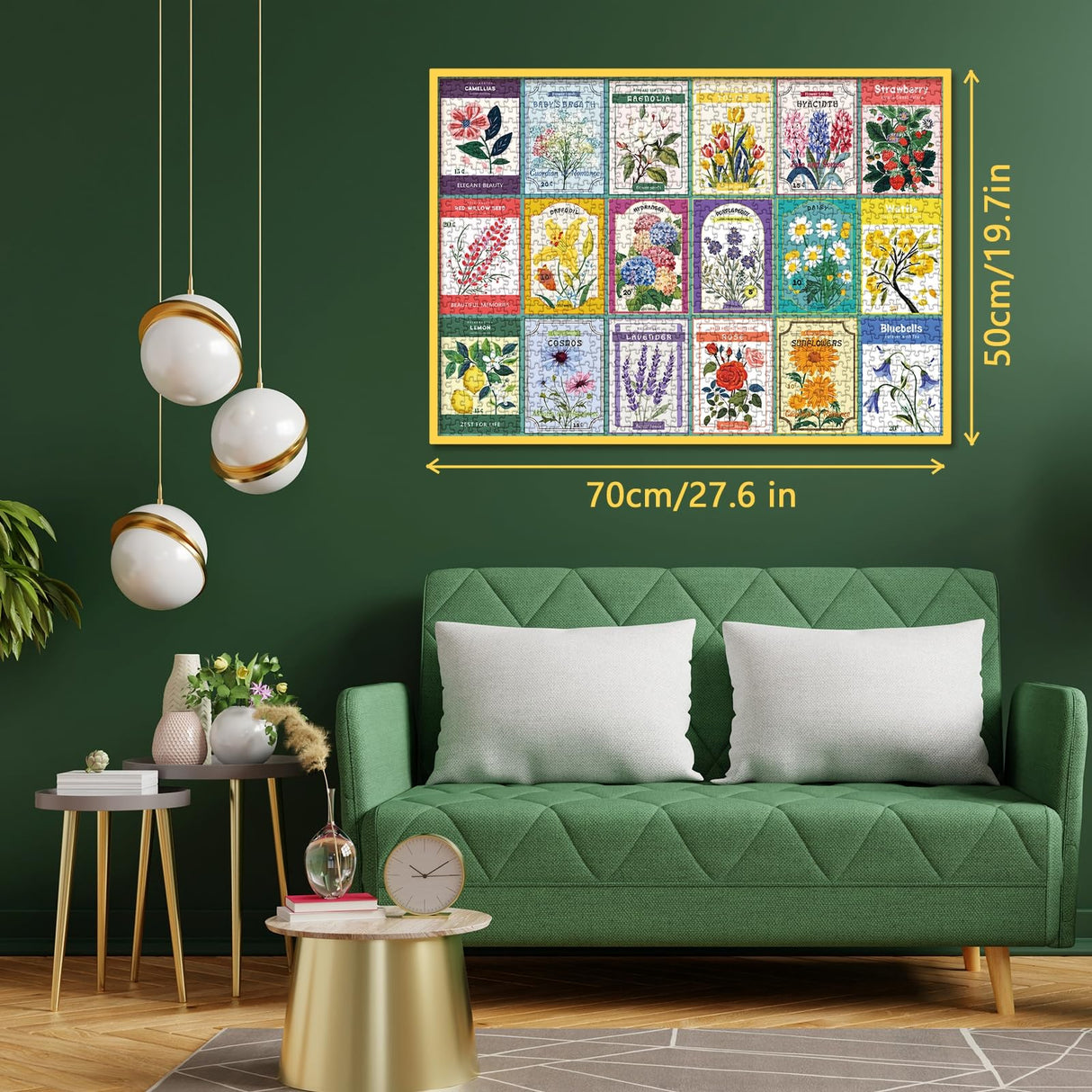 Flower Puzzles for Adults 1000 Piece, Vintage Collage Jigsaw Puzzles, Retro Houseplant Seed Puzzle for Stamp Lovers IdeaBazar