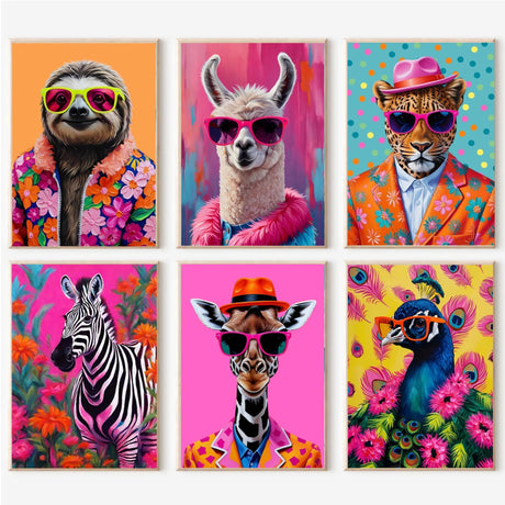 cupmod 6 Packs Colorful Animal Paint by Numbers Kit for Adults,DIY Watercolor Oil Painting by Numbers Kit,Easy Acrylic Adults Paint by Numbers Kit for Home Wall Decor 9.8x13.8inch cupmod