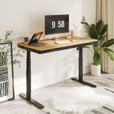 SANODESK Standing Desk with Drawer,Dual Motor 3 Stage Electric Height Adjustable Home Office Desk with Storage & Wireless Charging, 55 inch Bamboo Tabletop/Black Frame SANODESK