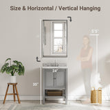 QueenFun Brushed Nickel Bathroom Mirror, 24x36 Inch Beveled Framed Bathroom Mirror Anti-Rust, Brushed Nickel Metal Frame Bathroom Vanity Mirror for Wall, Vertical/Horizontal Wall-Mounted Mirrors QueenFun