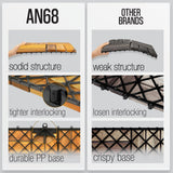 AN68 Pack of 10 Deck Tiles - 12"x12" Interlocking Natural Solid Acacia Wood for Outdoor & Indoor, Patio Garden, Balcony, Poolside - Golden Teak Color AN68