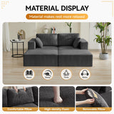 83'' Boneless Loveseat Sofa, Comfy Deep Seat Cloud Couch with 2 Moveable Ottoman, No Assembly Corduroy Love Seat for Living Room, Grey WUTUTUEE