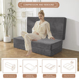 BYBYME Tri-Folding Corduroy Mattress, 6 Inch Gel Folding Mattress Topper, Foldable Soft Guest Bed Camping Pad, Washable Cover (Carbon Gray, Full) BYBYME