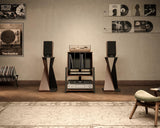 FITUEYES Design Record Player Stand with Vinyl Record Storage, Turntable Stand With Station up to 120 pcs, Small Entertainment Center for Living Room, Eiffel Series FITUEYES