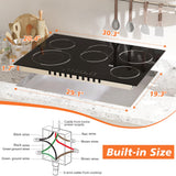 Traenvir 30 Inch Electric Cooktop, 5 Burner 8400W Built-in Electric Stovetop, Ceramic Cooktop with Expanded Zone, Slide Touch Control, Timer, Child Safety Lock, Pause, 220V - 240V Hard Wire, No Plug Traenvir