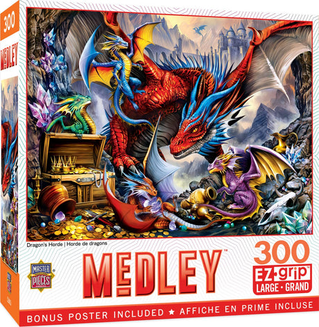 Masterpieces 300 Piece EZ Grip Jigsaw Puzzle - Dragon's Horde - 18"x24" Masterpieces