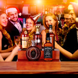 Alytree Expandable Liquor Bottle Display Shelf,2 Pack bar Shelves for Liquor Bottles, 2 Tier bar Bottle Display Shelf, Real Wood Liquor Shelf for Home Bar Alytree