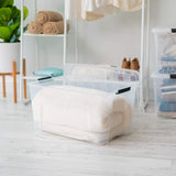 IRIS USA 72 Qt Stackable Plastic Storage Bins with Lids, 4 Pack - BPA-Free, Made in USA - See-Through Organizing Solution, Latches, Durable Nestable Containers, Secure Pull Handle - Clear Iris Ohyama