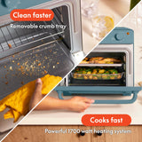 bella Air Fry Toaster Oven, 7 Preset Cooking Options, Dishwasher-Safe EverGood Coated Trays Included, 60-Minute Auto Shutoff w Audible Timer, Power Indicator Light, 1700 Watt, Surf BELLA