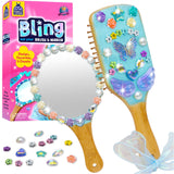 PURPLE LADYBUG Decorate Your Own Wooden Mirror & Brush Set - DIY Craft Kit for Girls Ages 4-8 8-12 with Glitter Glue, Beads, Gems, Butterflies, Ribbons - Birthday Gift for Girls 4 5 6 7 8 9 10 11 12 PURPLE LADYBUG