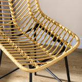 HOMCOM Rattan Bar Stools Set of 2, 26" Counter Height Barstools, Boho Kitchen Island Stools with Breathable Wicker Seat and Back, Yellow HOMCOM