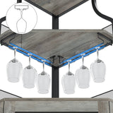 GAOMON Corner Bar Cabinet with LED Strip and Glass Holder, Industrial Wine Cabinet with Adjustble Shelf, 5-Tiers Liquor Cabinet Bar Cabinet for Home, Corner Display Cabinet for Small Space,Grey GAOMON