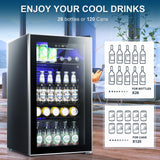 Antarctic Star Beverage Refrigerator -120 Can Mini Fridge for Soda Beer or Wine,Small Drink Dispenser, For Office or Bar with Adjustable Removable Shelves，Convertible Door ，3.2 Cu.Ft Antarctic Star
