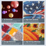 SJUTOUCI American Flag Truck Diamond Art Kits for Adults, Diamond Painting Kits for Beginners, DIY Full Drill Painting with Gem Craft Art for Home Wall Decor 12x12 inch SJUTOUCI