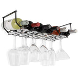 Wallniture Piccola Under Cabinet Wine Rack & Glasses Holder, Kitchen Organization with 6 Bottle Organizer Metal Black Wallniture