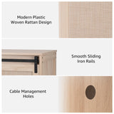 unipaws 50-70 Gallon Fish Tank Stand with Sliding Barn Door, Heavy-Duty Metal Frame Aquarium Stand with Cabinet, Reptile Tank Stand unipaws