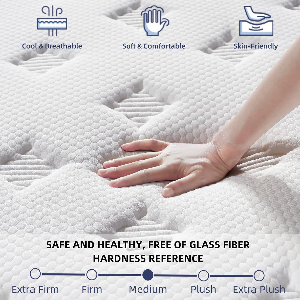 King Size Mattress, 12 Inch Medium Firm King Mattress in a Box, Hybrid Mattresses With High Density Gel Memory Foam & Independent Pocket Springs for Motion Isolation & Edge Support, Release Stress EEN EEN SLEEP