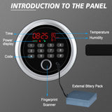 Smart Security Cabinet Safe, Steel Lock Box hand Gun Safe -Perfect for Home/Office/Hotel, Secure Pistols, Documents, Jewelry, Valuables (Biometric Grey Safe with Screen-13.75"x13"x15") BBRKIN