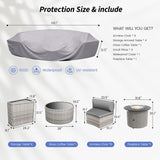 VONZOY Patio Sectional Furniture Outdoor 12-Piece Grey Rattan Curved Sofa Set with Fire Pit Table,Storage Table,Pillows,Fit for Pool Backyard Balcony Porch Lawn (Grey) VONZOY