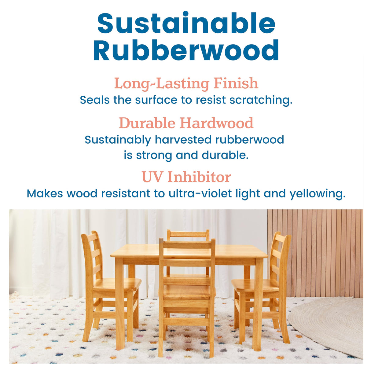 ECR4Kids Three Rung Ladderback Chair, 14in Seat Height, Classroom Seating, Honey, 2-Pack ECR4Kids