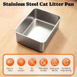 Pawtners Stainless Steel Cat Litter Box, XL Extra Large Kitty Litter Pan, Front Entry Top Exit Hooded Metal Cat Toilet for Odor Control with Removable Lid & Scoop, Anti-Leakage, Easy to Clean Pawtners