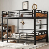 Full Over Full Bunk Bed with Headboard and Full Length Guardrail, Separable Bunk Bed Full Size, Heavy Duty Bunk Beds Can Turns Into Loft Bed and Platform Bed, Black Bellemave
