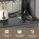 Wine Cabinet, Coffee Bar Cabinet with Storage, 54" Liquor Cabinet Bar for Home, Wine Bar Cabinet with Glass Rack, Drawer and LED Lights, Farmhouse Buffet Sideboard for Dining Room, Kitchen, Grey JOINICE