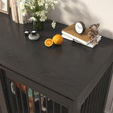 87In Farmhouse Dog Crate TV Stand, Wooden Dog Kennel Furniture with Sliding Metal Mesh Barn Door, Large Dog Crate Furniture for 2 Dogs, Solid Metal Tube & 2 Lockable Doors, Black jiteentarou