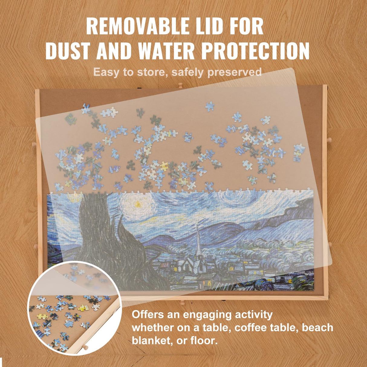 VEVOR 1000 Piece Puzzle Board with 6 Drawers and Cover, 29"x21.6" Rotating Wooden Jigsaw Puzzle Plateau, Portable Puzzle Accessories for Adults, Puzzle Organizer & Puzzle Storage System, Gift for Mom VEVOR