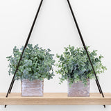 Winlyn Set of 3 Small Potted Plants Artificial Eucalyptus in Wood Box Faux Eucalyptus in Pots Desk Plants Greenery Centerpiece Table Decorations for Farmhouse Kitchen Windowsill Shelf Entryway Decor Winlyn