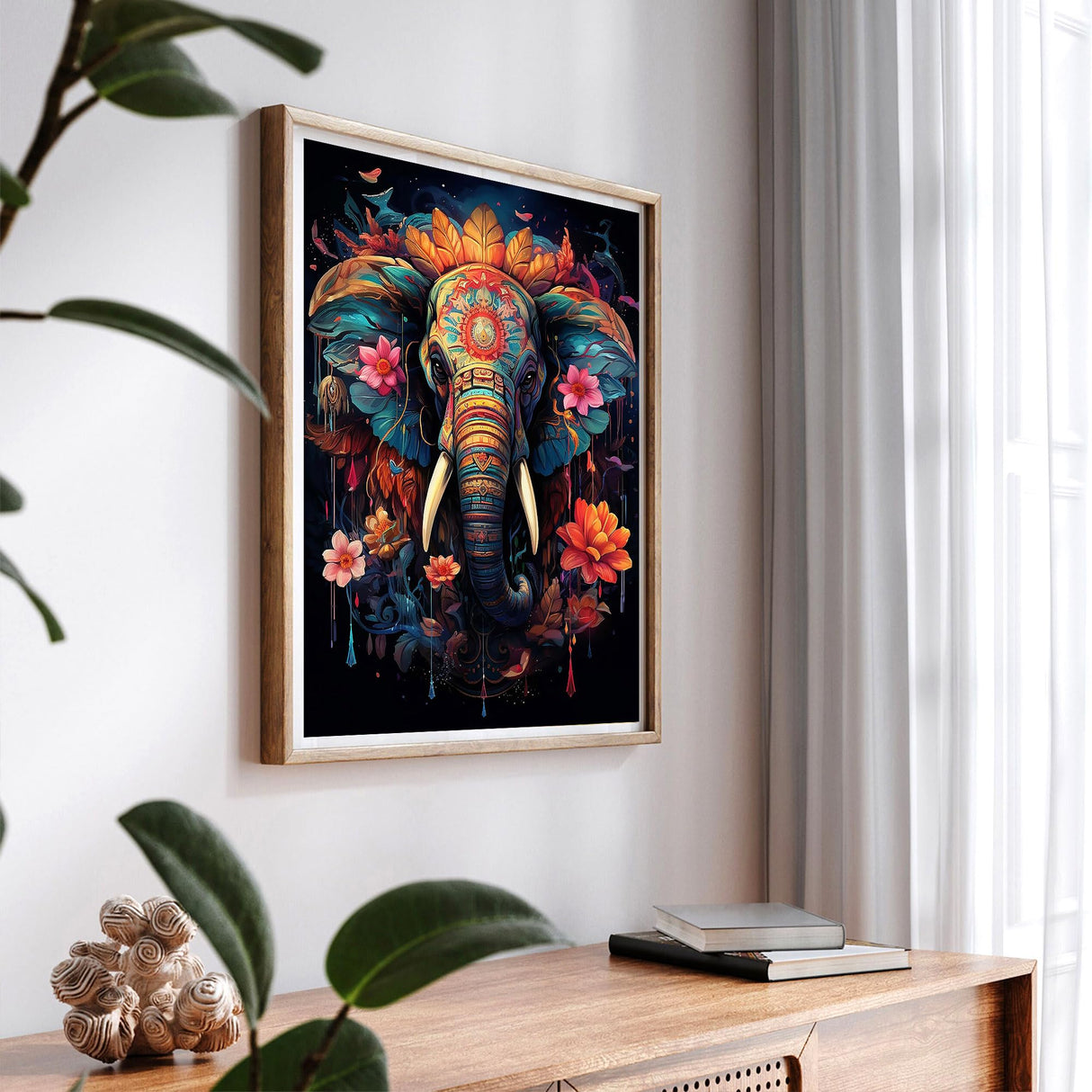 SKRYUIE Paint by Numbers Kit for Adults Beginner Elephant, Acrylic Flower Oil Painting by Numbers Kits with PaintBrushes Paintwork Art Crafts Canvas for Home Decor 16x20 inch SKRYUIE