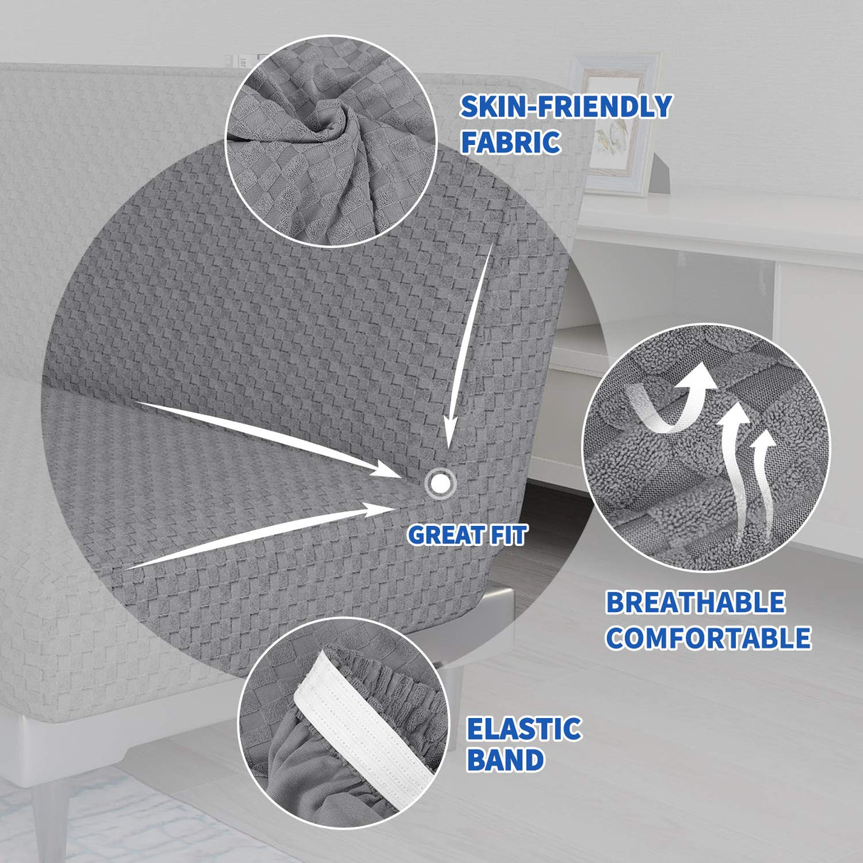 MAXIJIN Jacquard Futon Cover Stretch Armless Futon Sofa Cover Soft Futon Slipcover with Elastic Bottom Thick Sofa Bed Furniture Protector Covers for Washable Futon (Futon, Light Gray) MAXIJIN