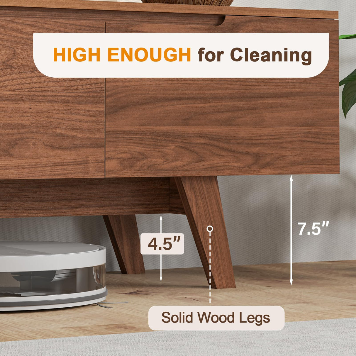 ANJ Mid Century TV Stand, Modern Long TV Console for 80 inch TV, Entertainment Center with Ample Large Storage Cabinet, Wooden Television Furniture for Living Room (Walnut 70") ANJ