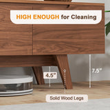 ANJ Mid Century TV Stand, Modern Long TV Console for 80 inch TV, Entertainment Center with Ample Large Storage Cabinet, Wooden Television Furniture for Living Room (Walnut 70") ANJ