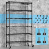 Hodonas 2300LBS Wire Shelving Unit, 36"W x 14"D x 75"H Metal Standing Shelf Units with Wheels / Leveling Feet, 6 Tier, Adjustable, Heavy Duty, and NSF Storage Shelves, Rolling Metal Shelving Wire Rack Hodonas