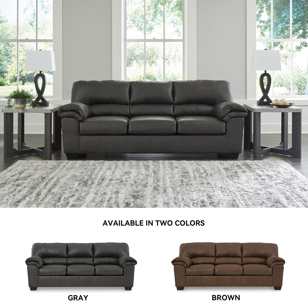 Signature Design by Ashley Bladen Faux Leather Sofa, Gray Signature Design by Ashley