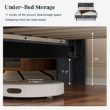 SUNLEI Bed Frame with Wingback Storage Headboard, Queen Size Bed Frame with Charging Station and Velvet Fabric, Strong Wood Slats, Easy Assembly, No Box Spring Needed, Light Grey SUNLEI