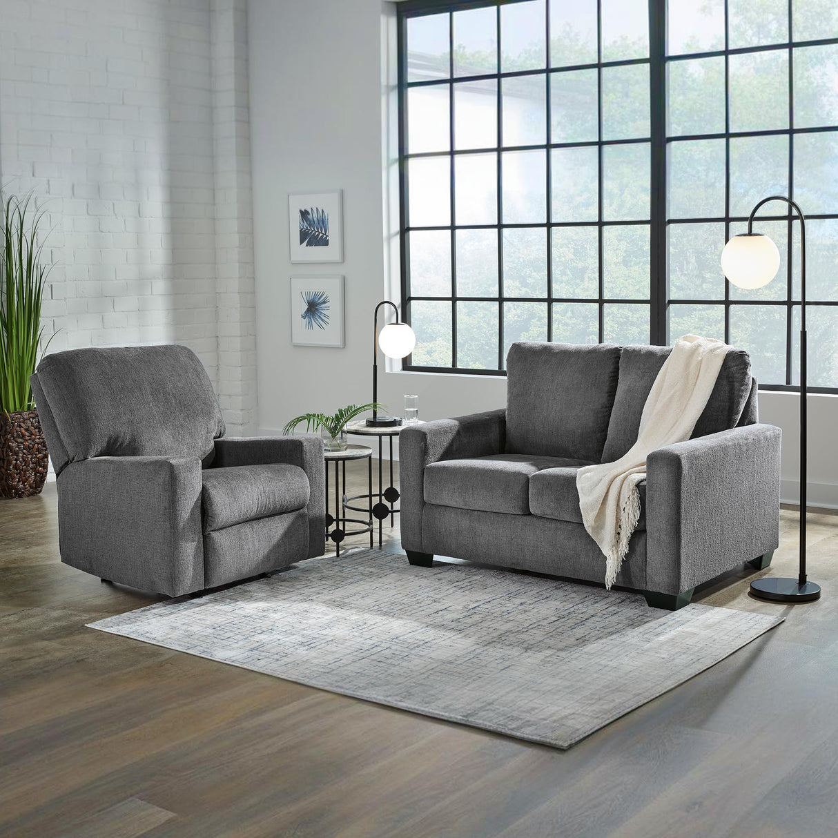 Signature Design by Ashley Rannis Casual Manual Rocker Recliner, Gray Signature Design by Ashley