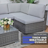 Patiorama 12 Piece Patio Furniture Set, Outdoor Sectional Sofa, All-Weather Grey PE Wicker Rattan Conversation Set, Patio Couch Furniture Set w/Coffee Table for Balcony Garden Pool(Light Grey Cushion) Patiorama