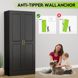 UNICOLY Armoire Wardrobe Closet with Doors, 71'' Wardrobe Cabinet with Hanging Rod, Metal Closet with 2 Adjustable Shelves for Bedroom School, Employee, Gym, Armarios De Ropa para Dormitorio, Black UNICOLY