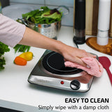 OVENTE Countertop Infrared Single Burner, 1000W Electric Hot Plate with 7” Ceramic Glass Cooktop, 5 Level Temperature Setting & Easy to Clean Base, Compact Stove for Home Dorm Office, Silver BGI101S OVENTE